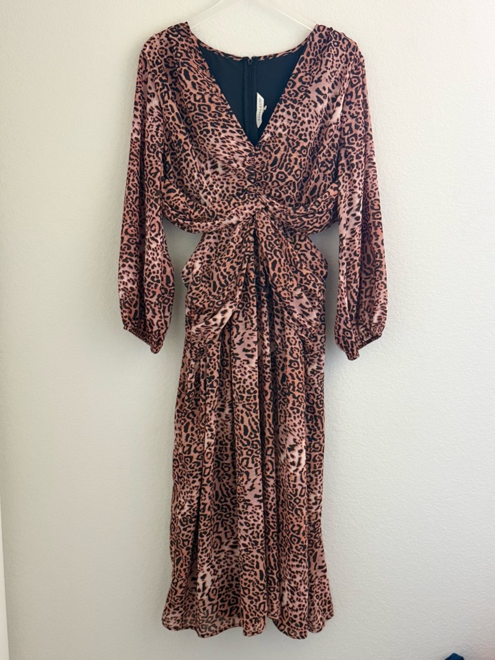 Anthropologie Ranna Gill Brown Leopard Cutout Midi Dress - Picture 2 of 9